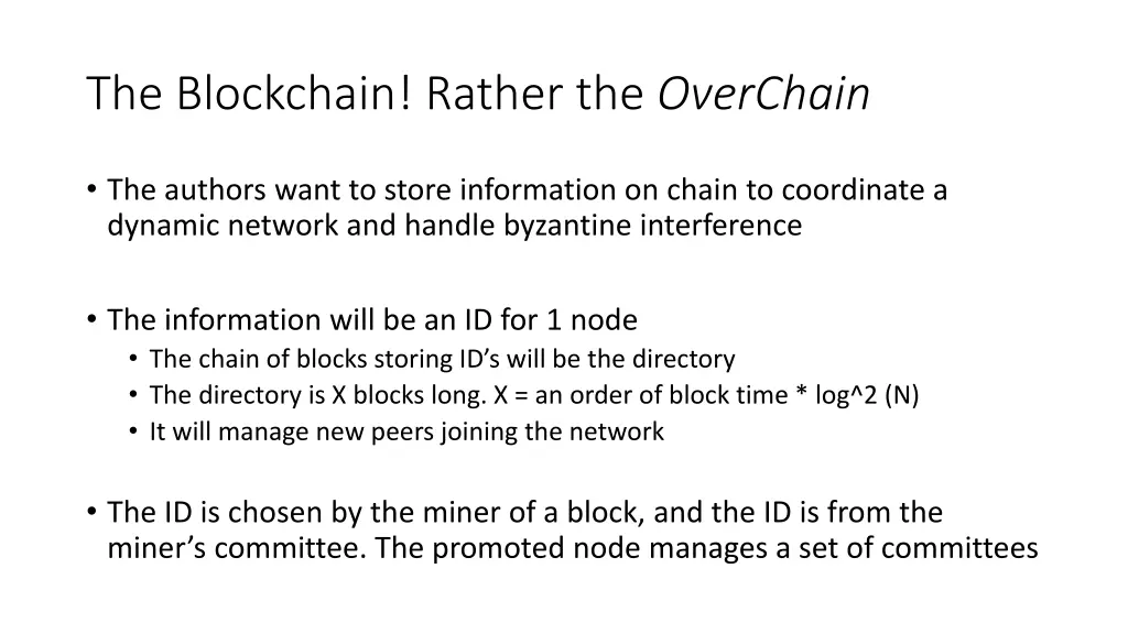 the blockchain rather the overchain