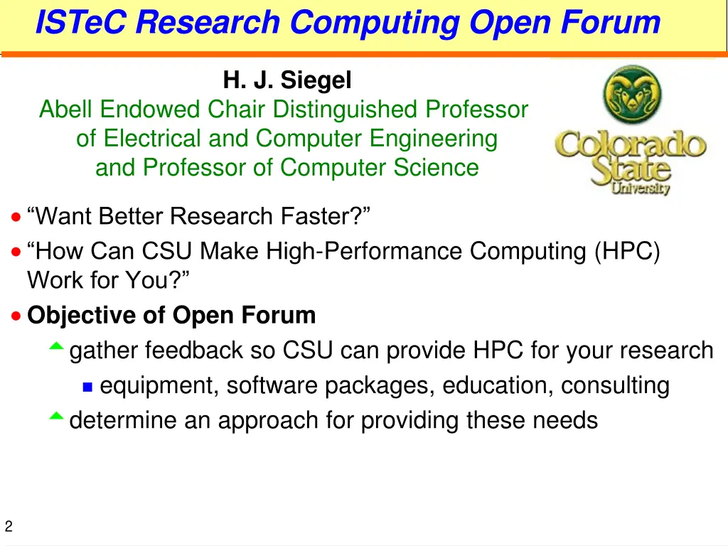 istec research computing open forum