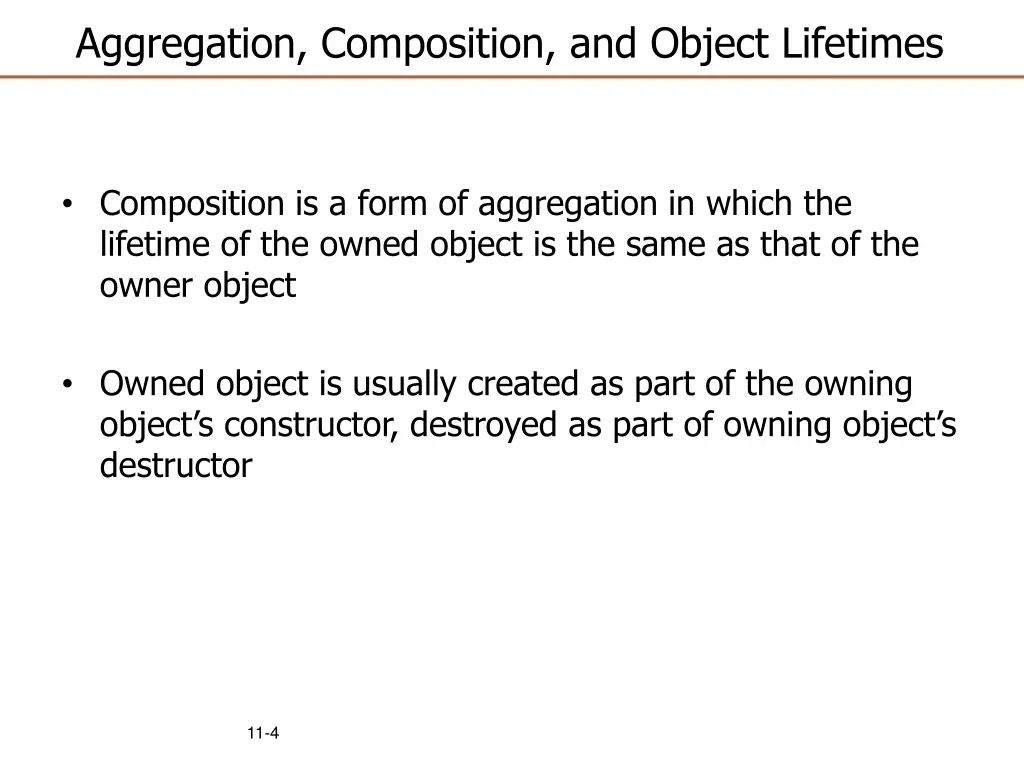 aggregation composition and object lifetimes