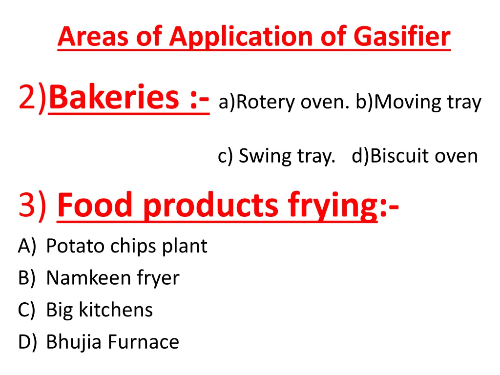 areas of application of gasifier 1
