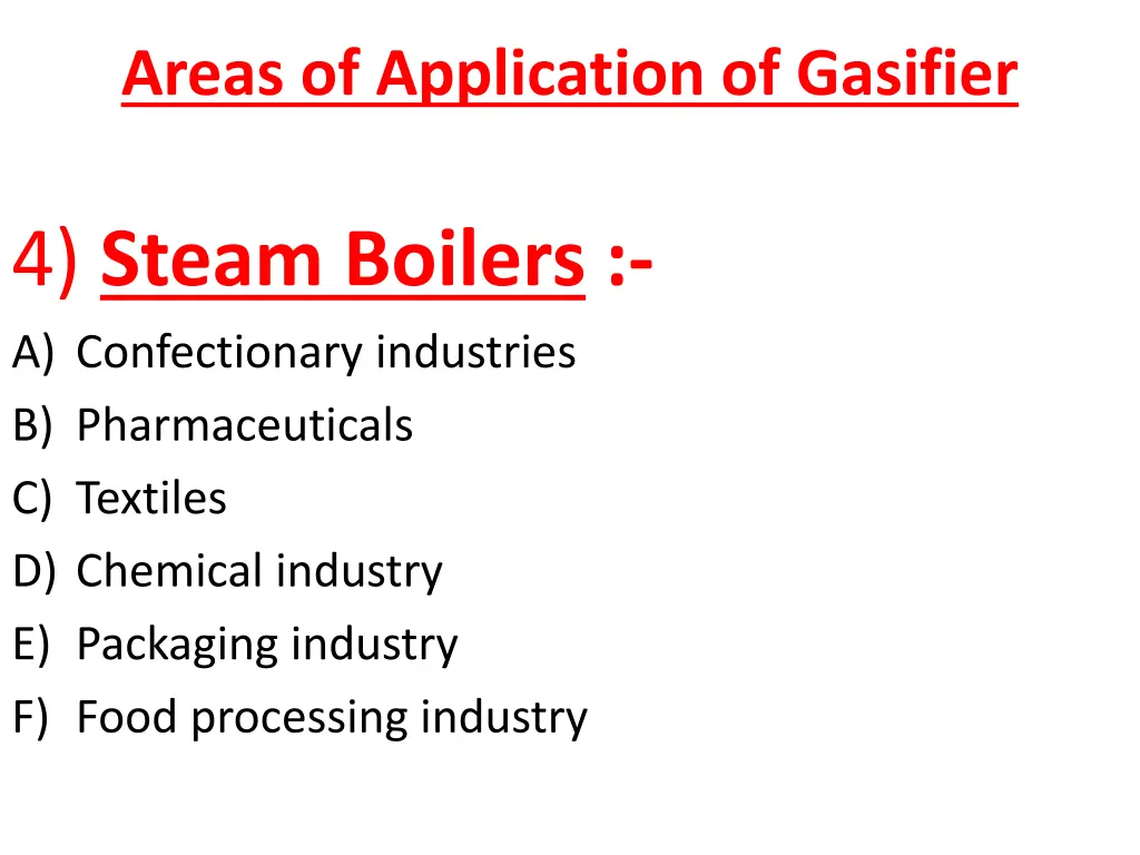 areas of application of gasifier 2