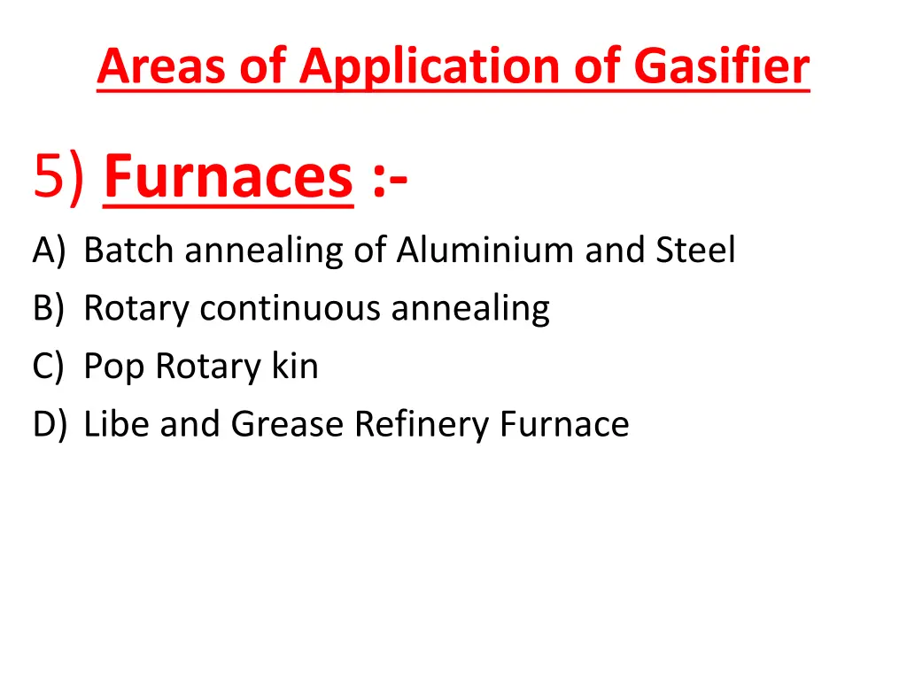 areas of application of gasifier 3