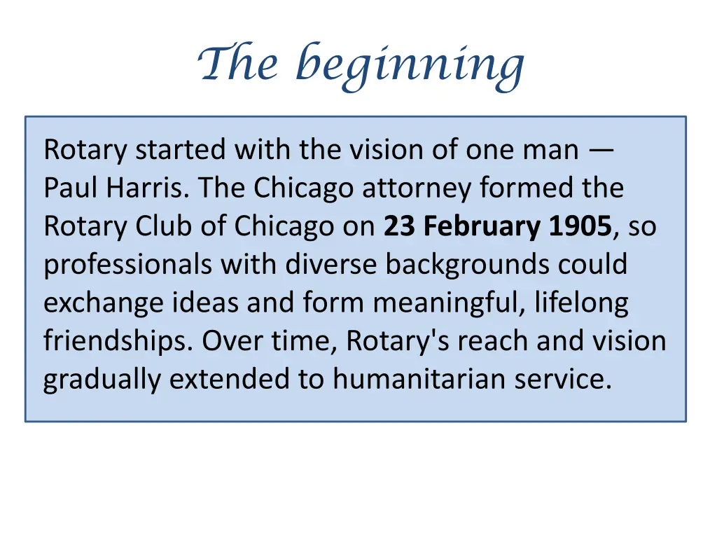 the beginning