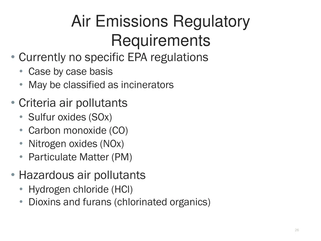 air emissions regulatory requirements