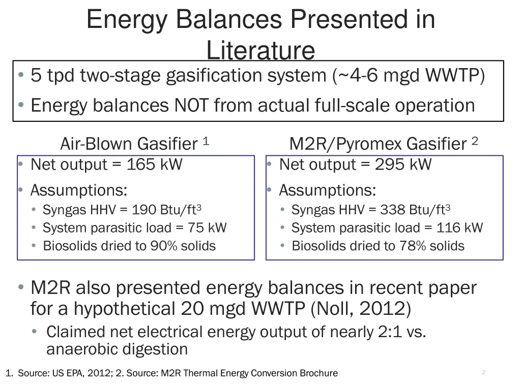energy balances presented in literature