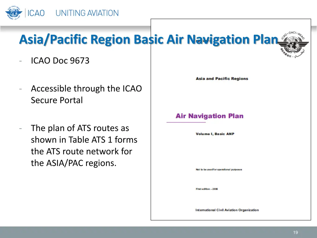 asia pacific region basic air navigation plan 1