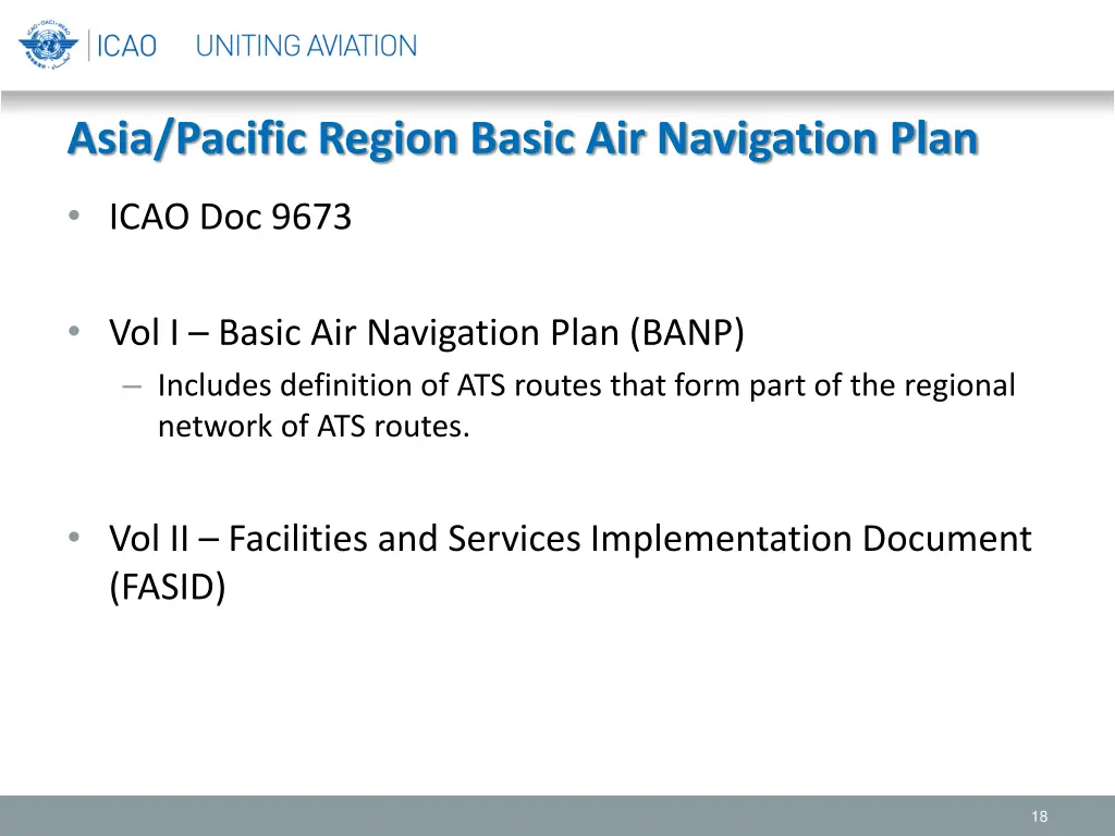 asia pacific region basic air navigation plan