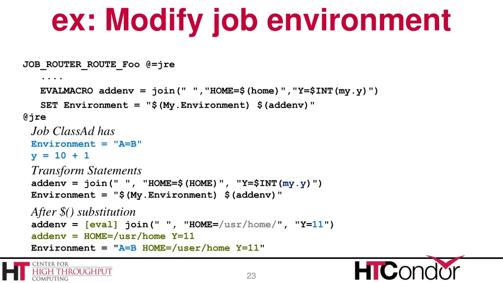 ex modify job environment