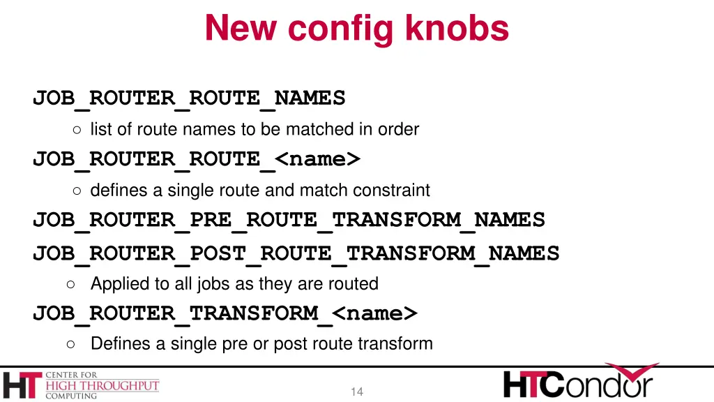 new config knobs
