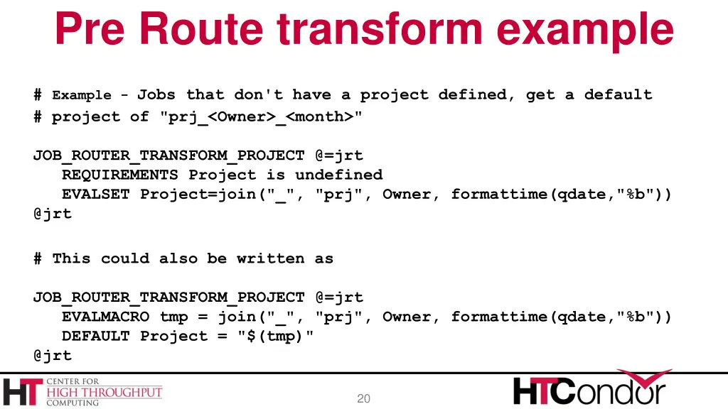 pre route transform example