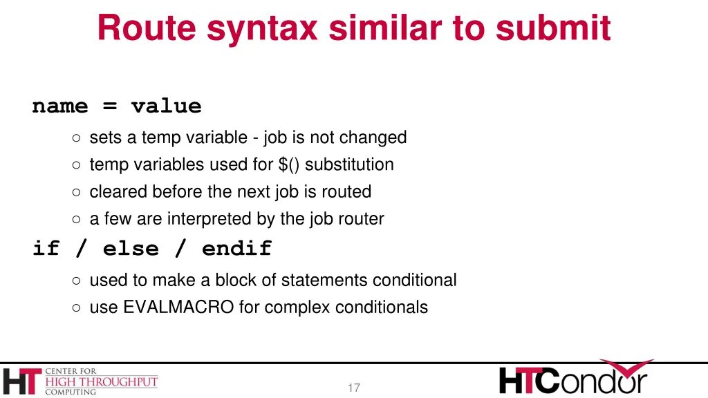 route syntax similar to submit