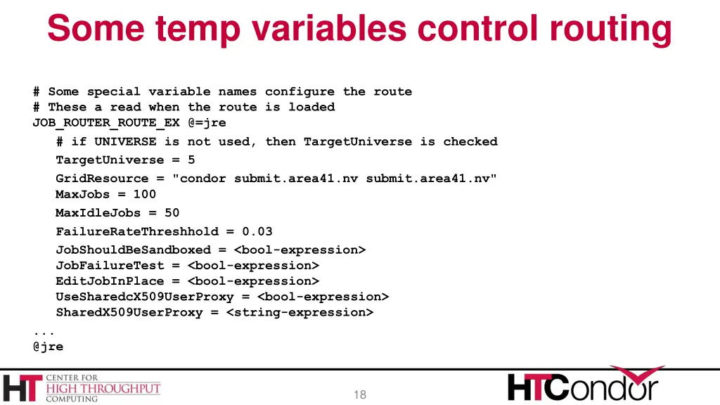 some temp variables control routing