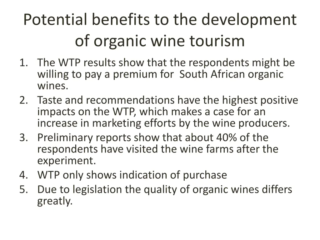 potential benefits to the development of organic