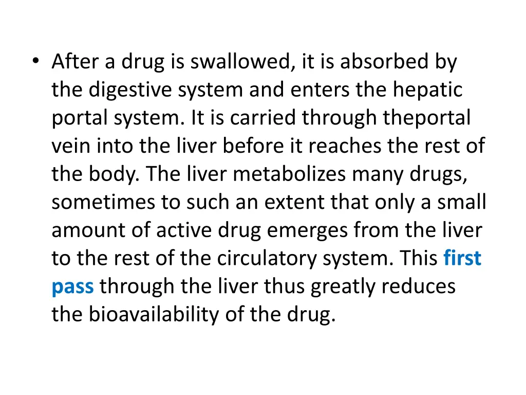 after a drug is swallowed it is absorbed