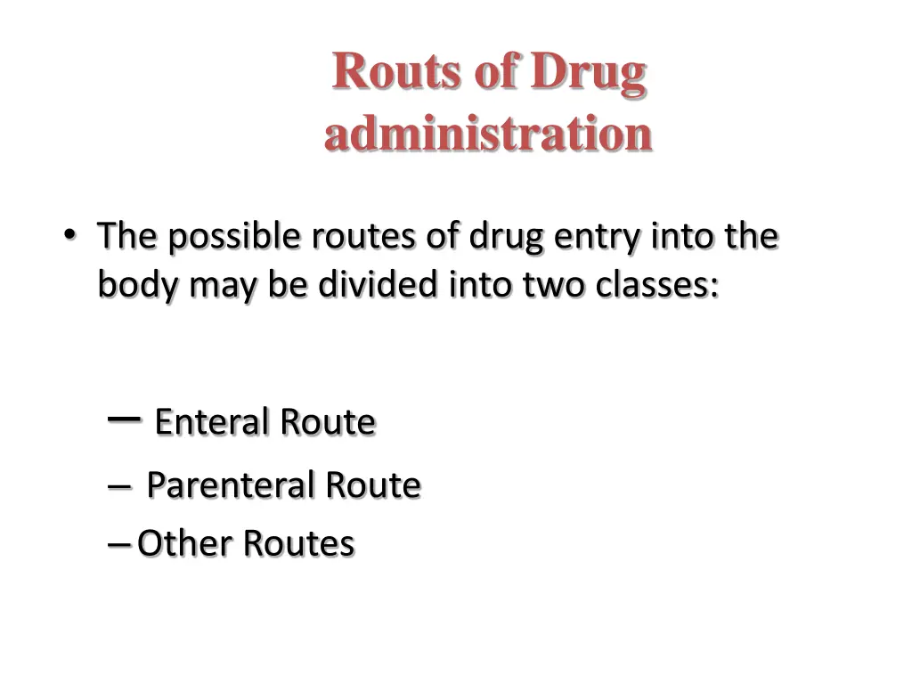 routs of drug administration