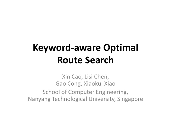 keyword aware optimal route search