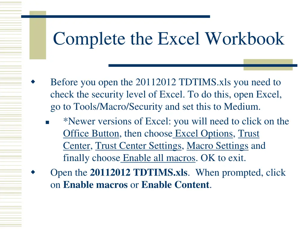 complete the excel workbook