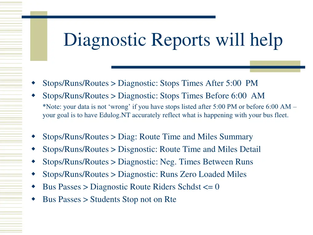 diagnostic reports will help