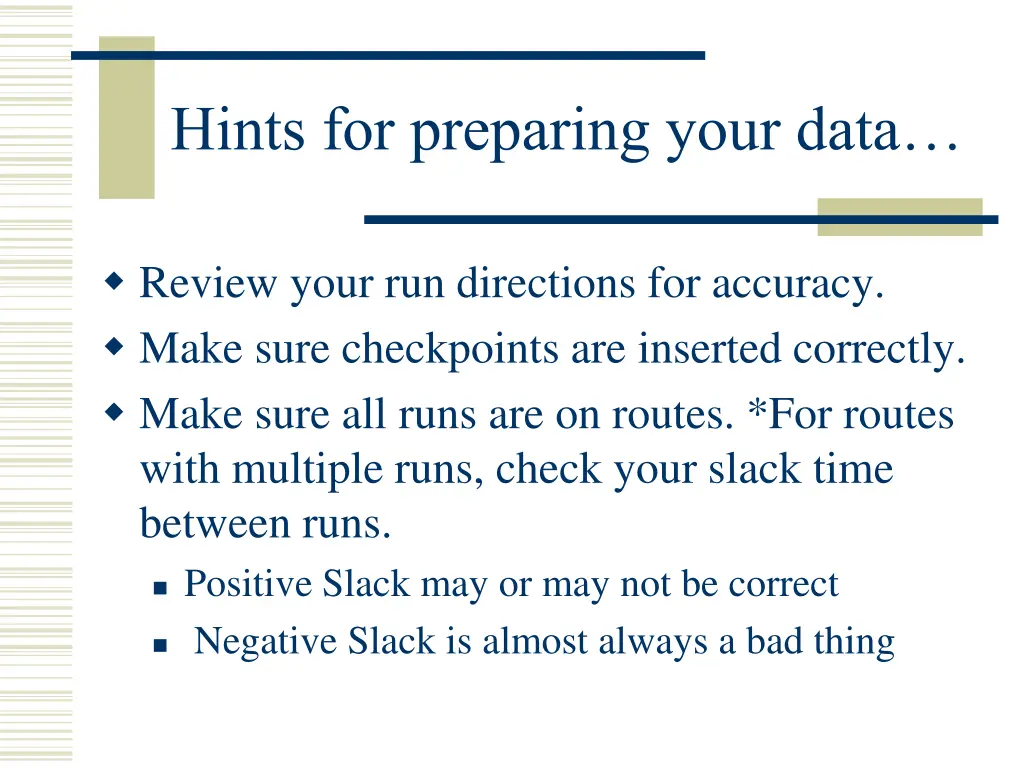 hints for preparing your data