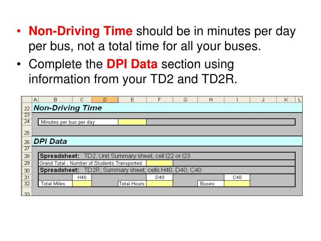 non driving time should be in minutes
