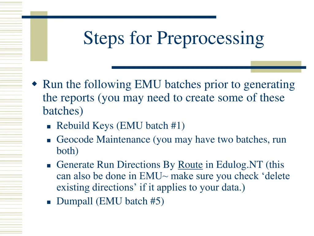 steps for preprocessing