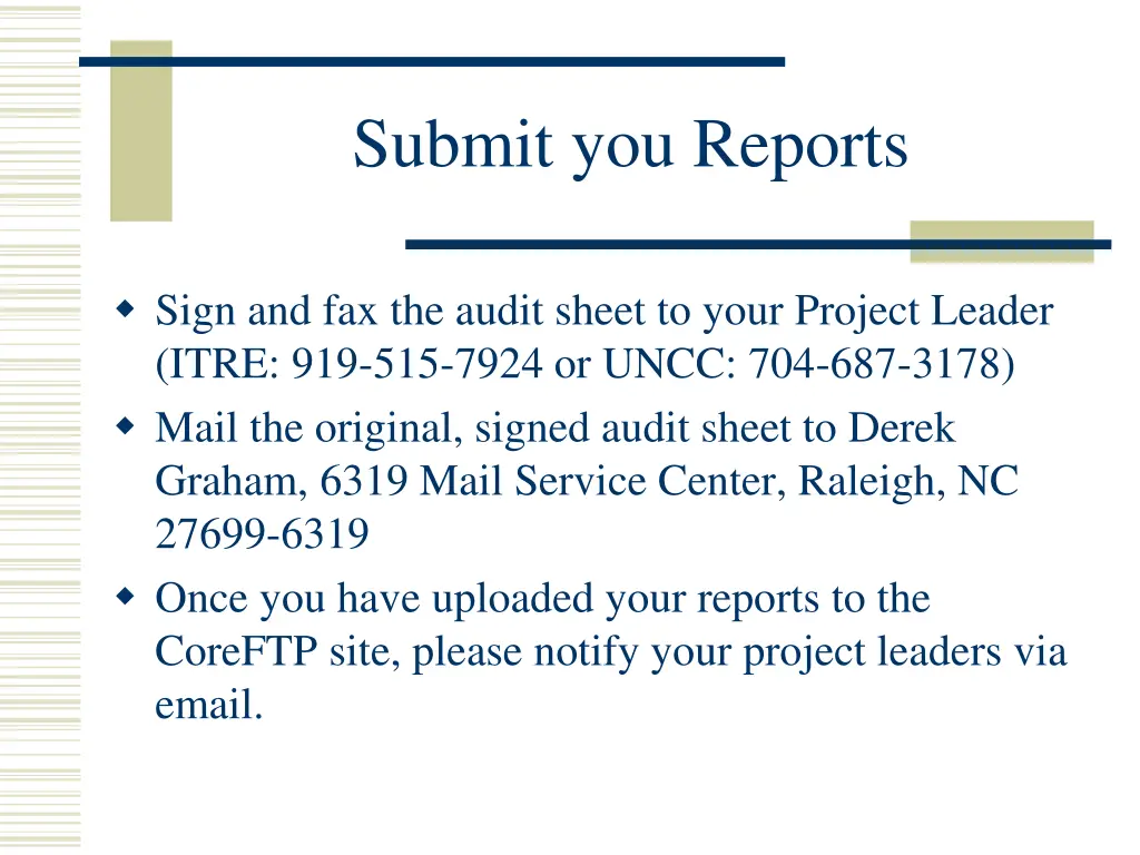 submit you reports