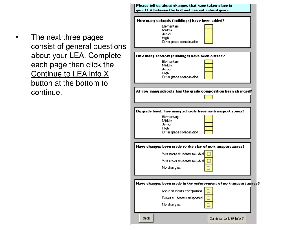 the next three pages consist of general questions