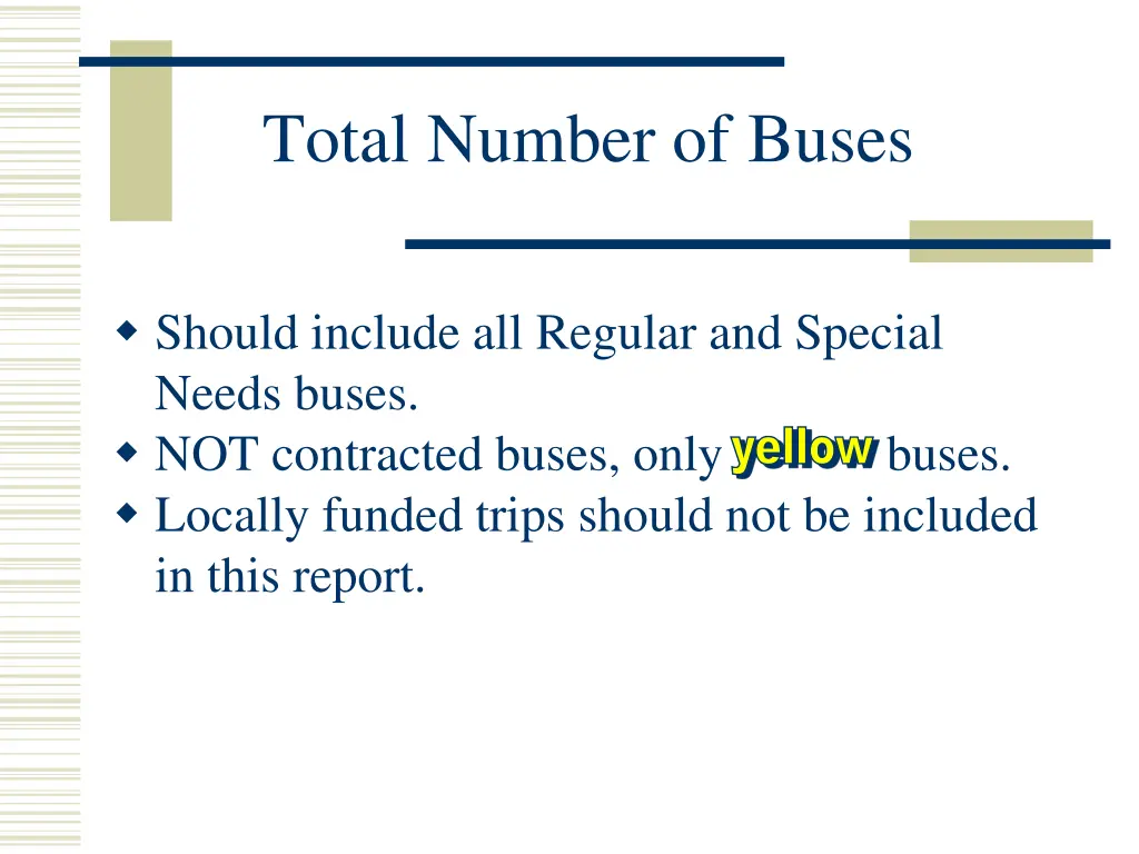 total number of buses
