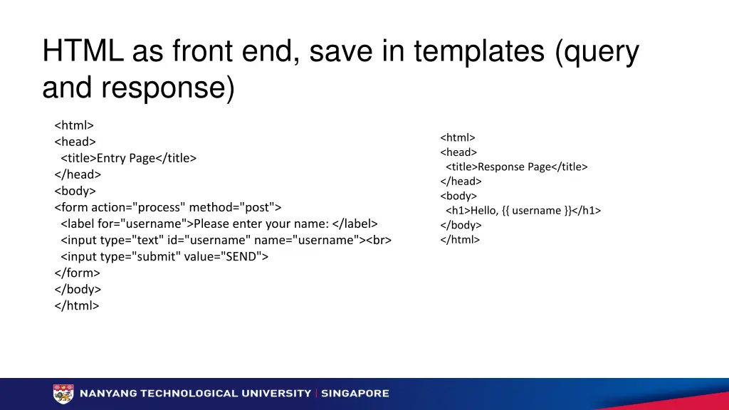 html as front end save in templates query