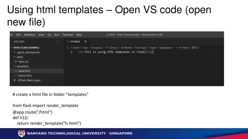 using html templates open vs code open new file