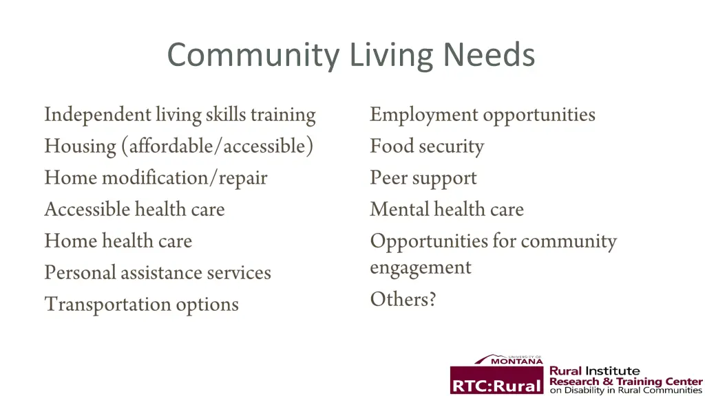 community living needs
