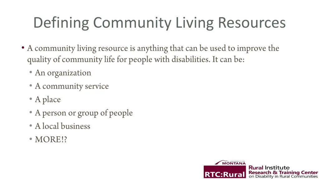 defining community living resources