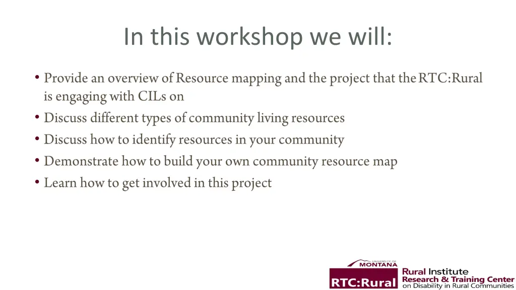 in this workshop we will