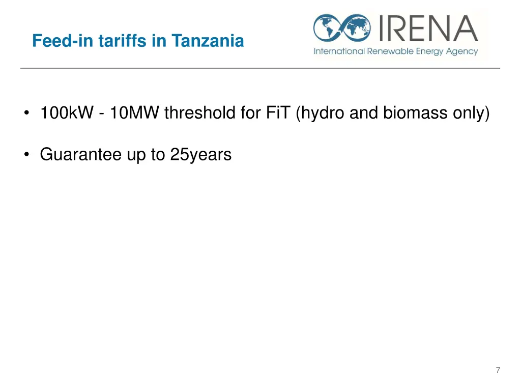 feed in tariffs in tanzania