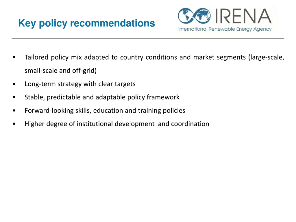 key policy recommendations