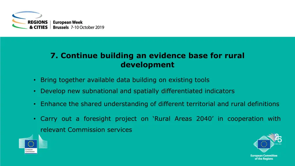 7 continue building an evidence base for rural