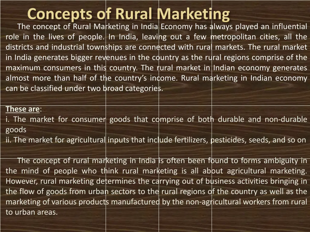 concepts of rural marketing the concept of rural