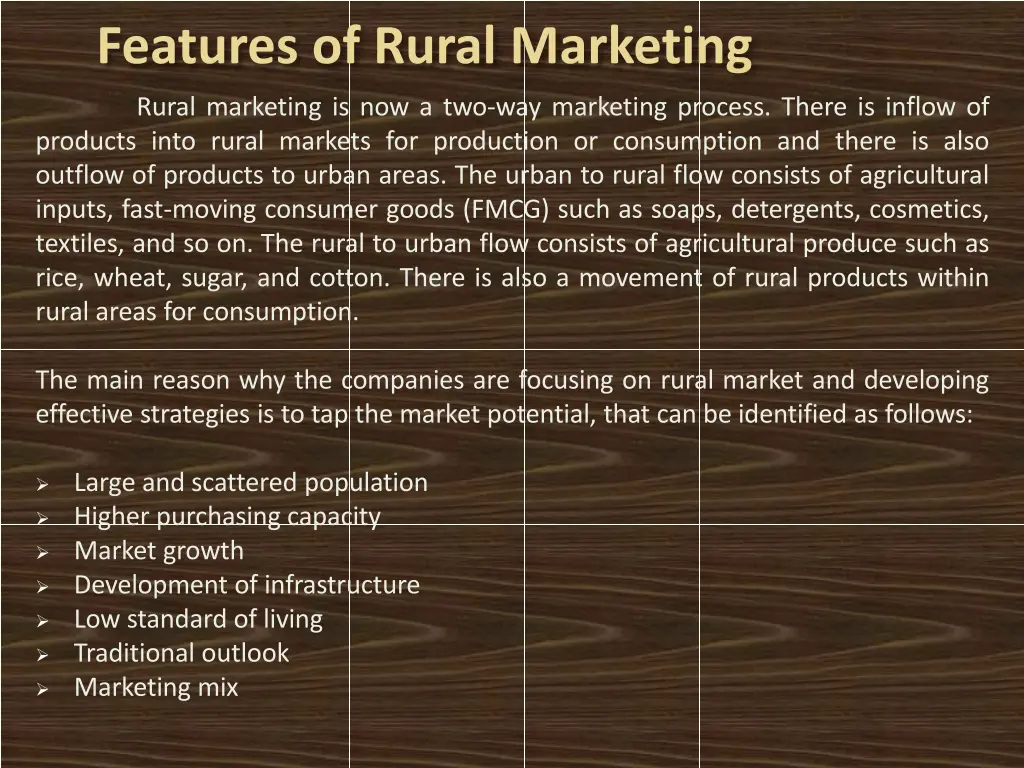 features of rural marketing