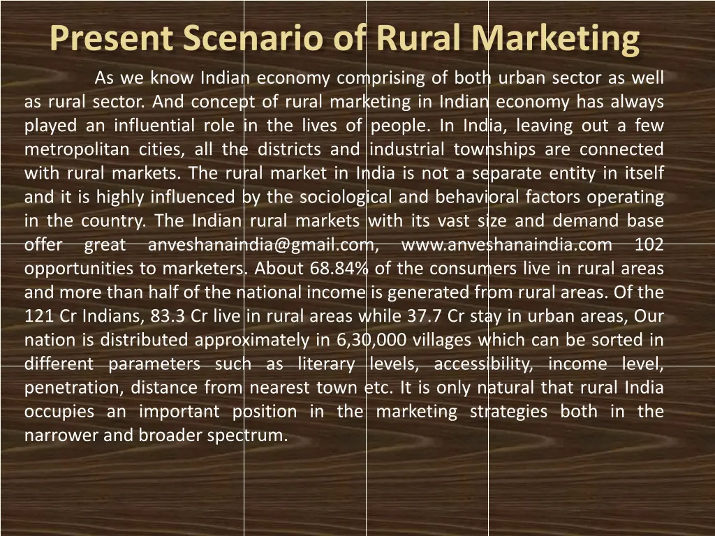 present scenario of rural marketing