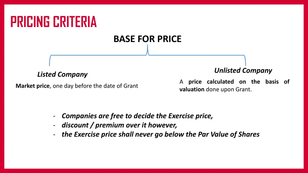 pricing criteria