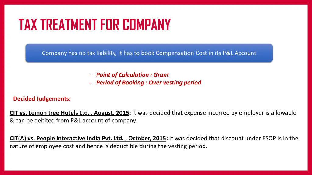 tax treatment for company
