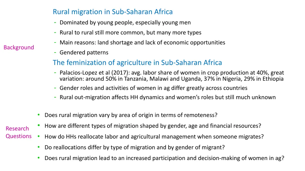 rural migration in sub saharan africa dominated