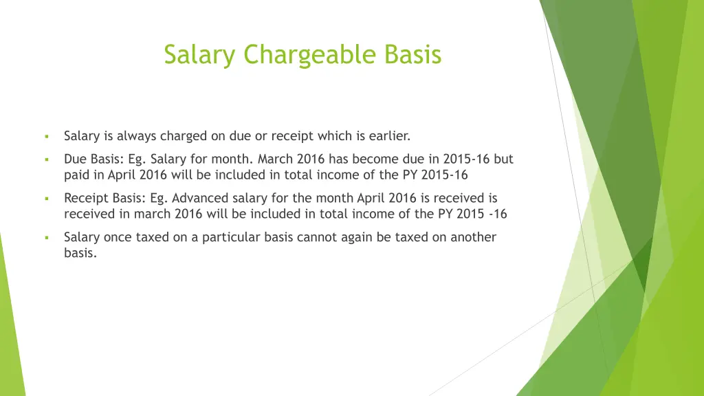 salary chargeable basis