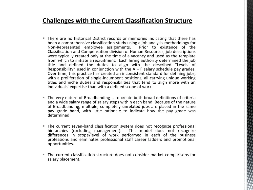 challenges with the current classification