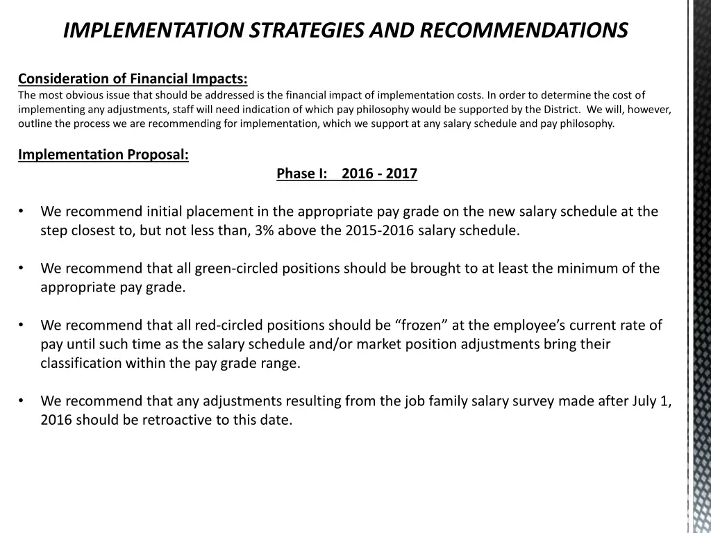 implementation strategies and recommendations