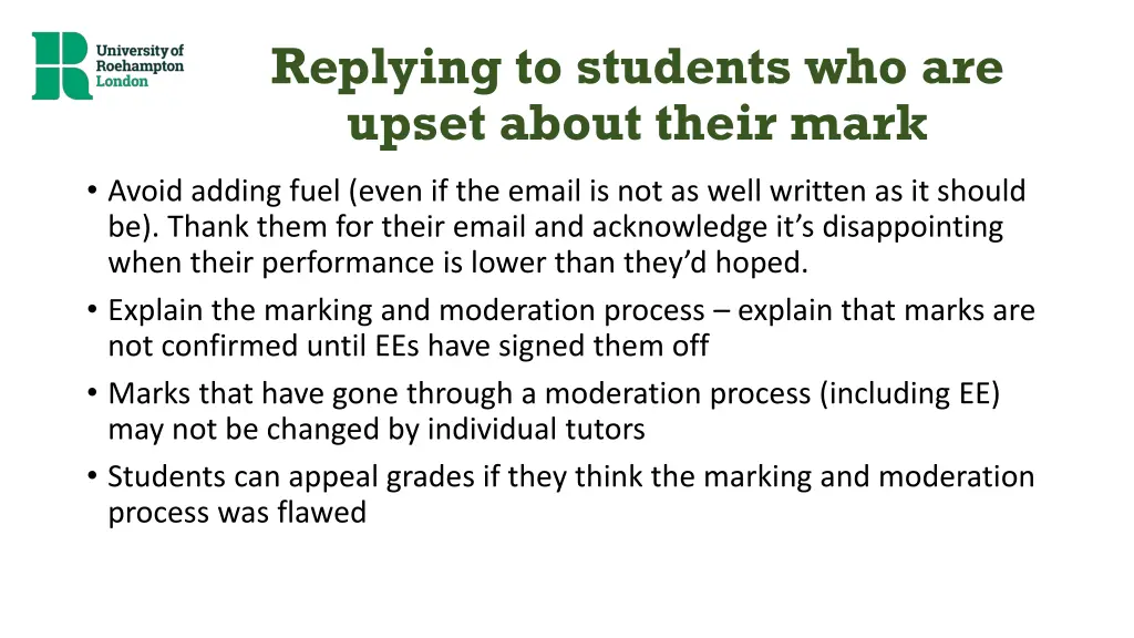 replying to students who are upset about their