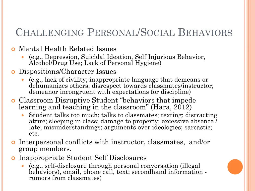 c hallenging p ersonal s ocial b ehaviors