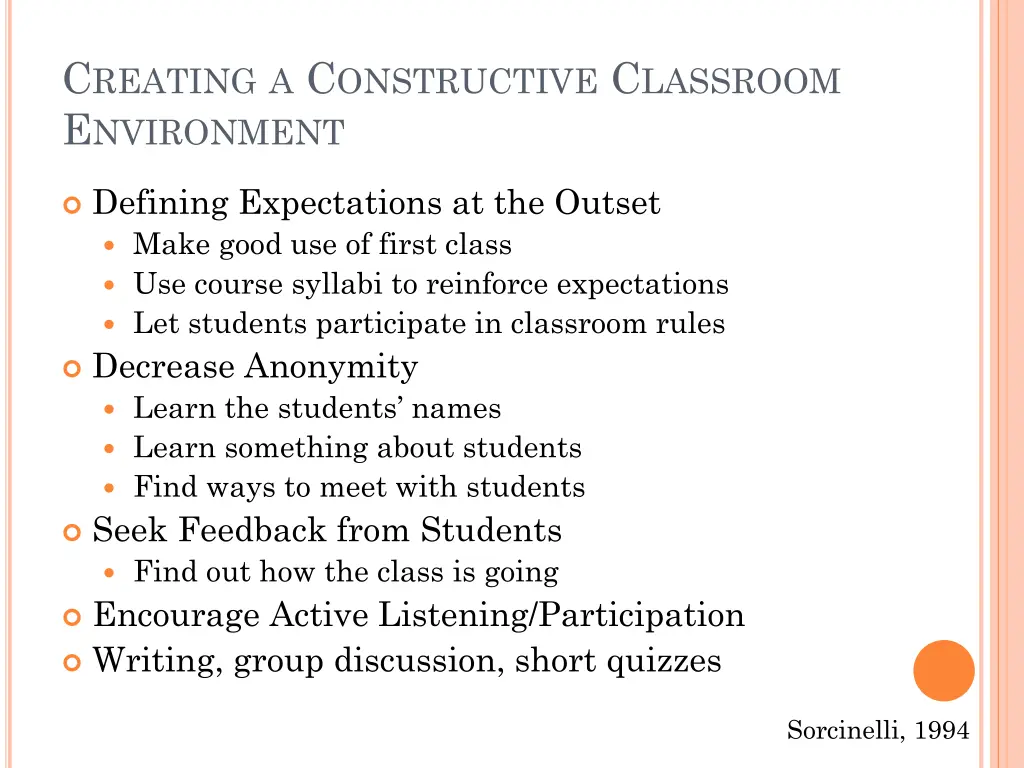 c reating a c onstructive c lassroom e nvironment