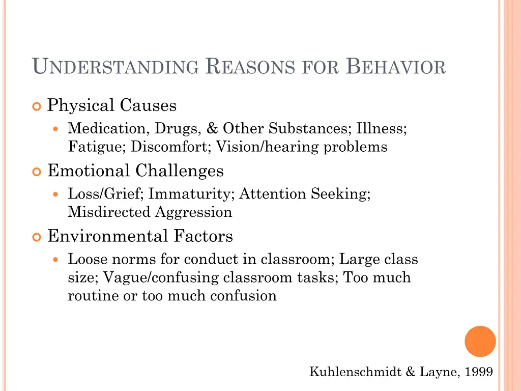 u nderstanding r easons for b ehavior