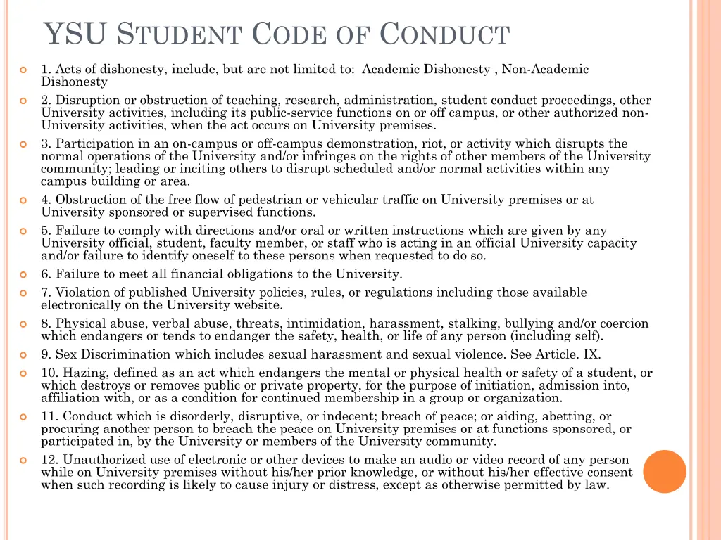 ysu s tudent c ode of c onduct 1